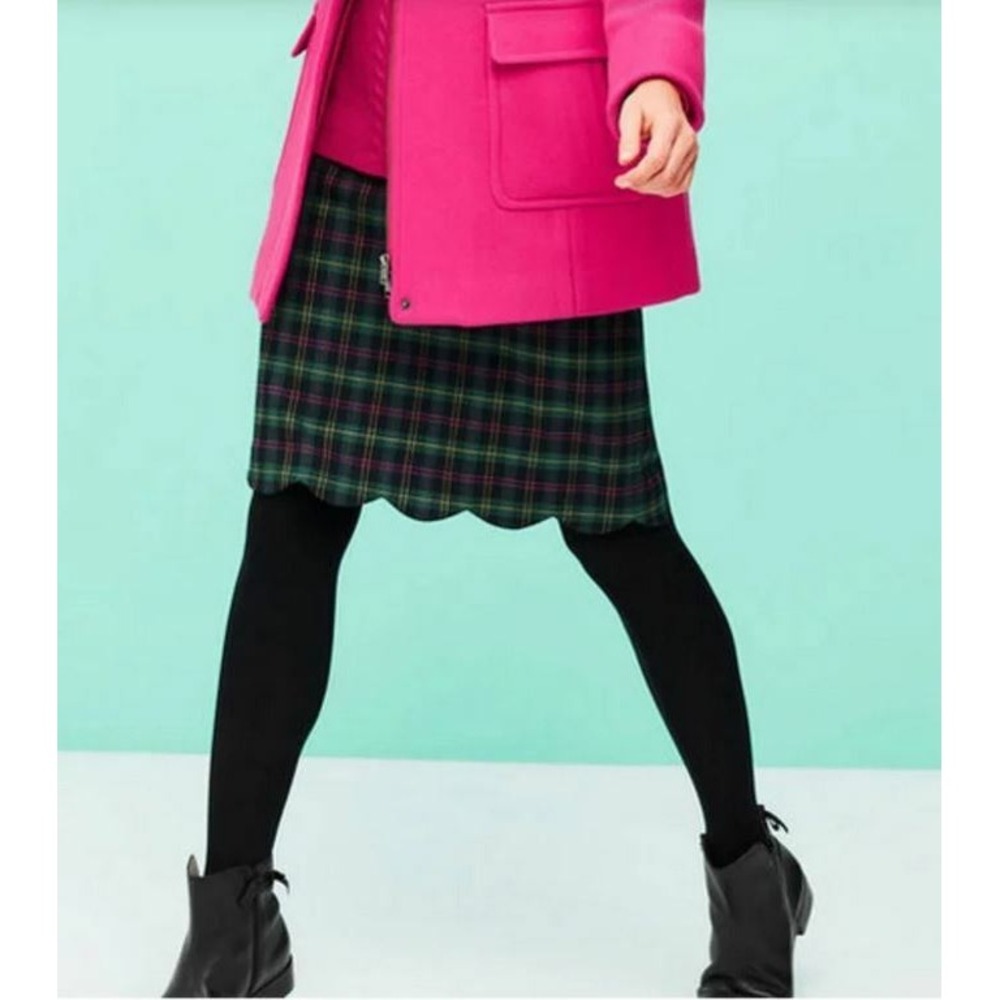 Talbots Petite Scalloped Hem Plaid Wool Blend Skirt Green 2P 53441034 - Picture 3 of 11